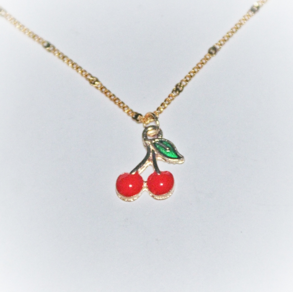 Golden cherry necklace